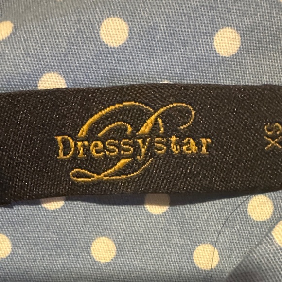 Elegant Blue Polka Dot Midi Dress - Picture 3 of 5